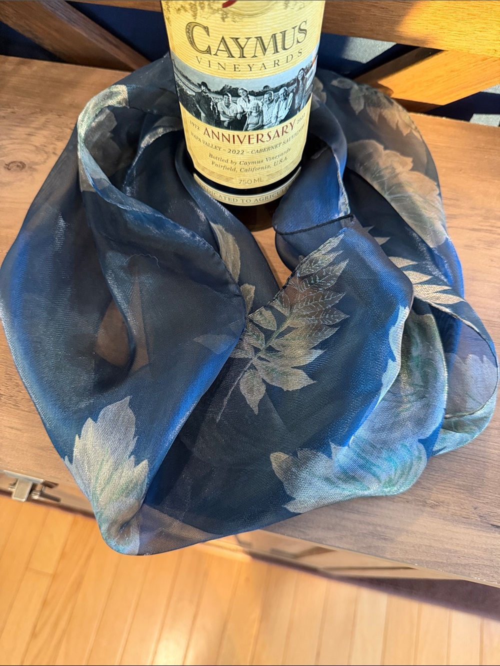 Gorgeous Infinity Floral Scarf - Navy Blue